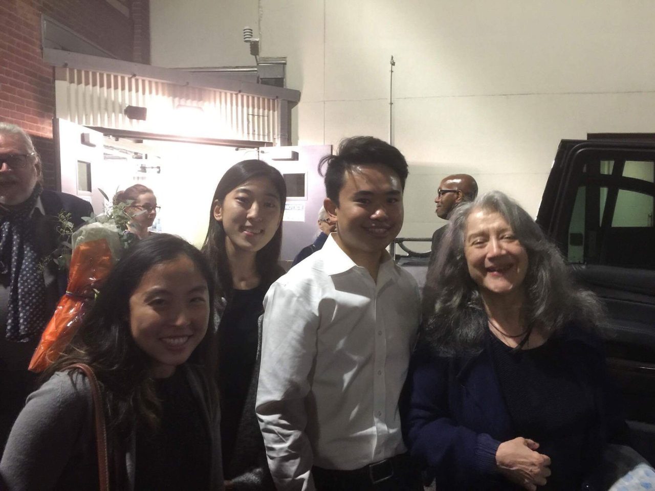 With Martha Argerich at the stage door after the concert, Symphony Hall, Boston, 22 October 2017.